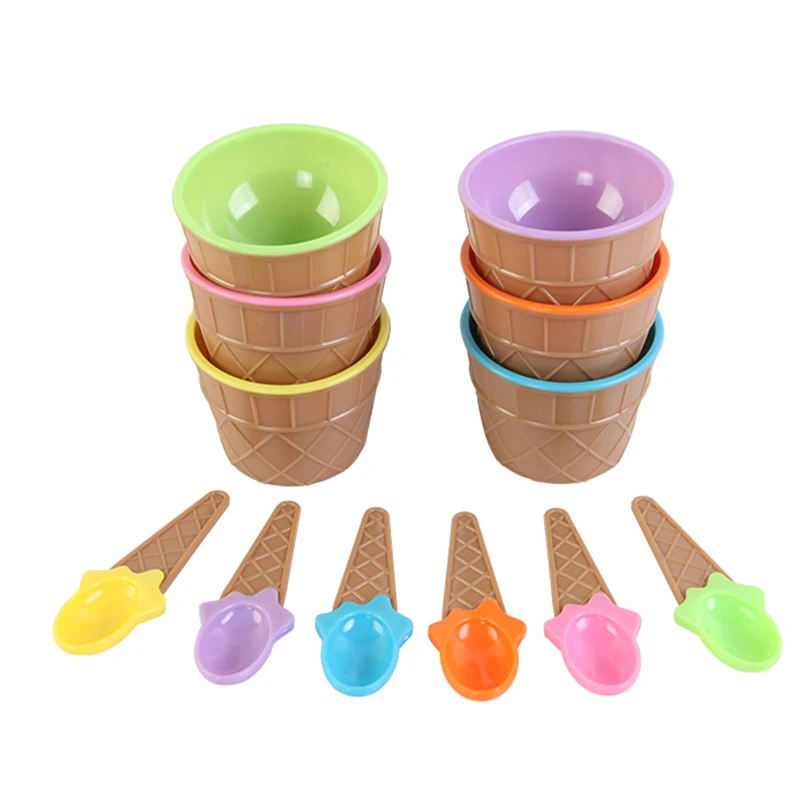 

1Set Slime Box Ice Cream Bowl Spoon Design Fluffy Slime Box DIY Clay Modeling Toys For Children Charms Clay Slime Accessories