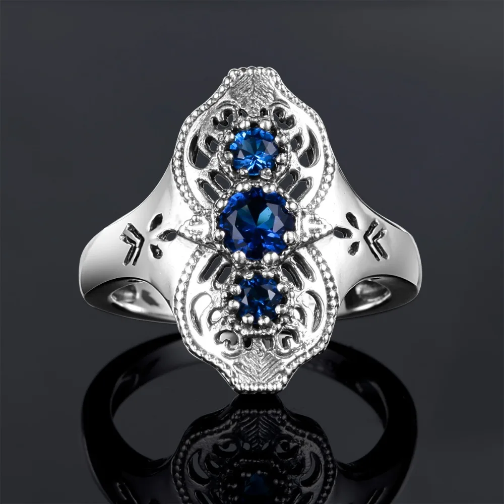 Szjinao Fashion Crystal Silver Jewelry Kpop Sapphire Genuine 925 Silver Rings for Women Wholesale Vintage Style Alibaba-Express