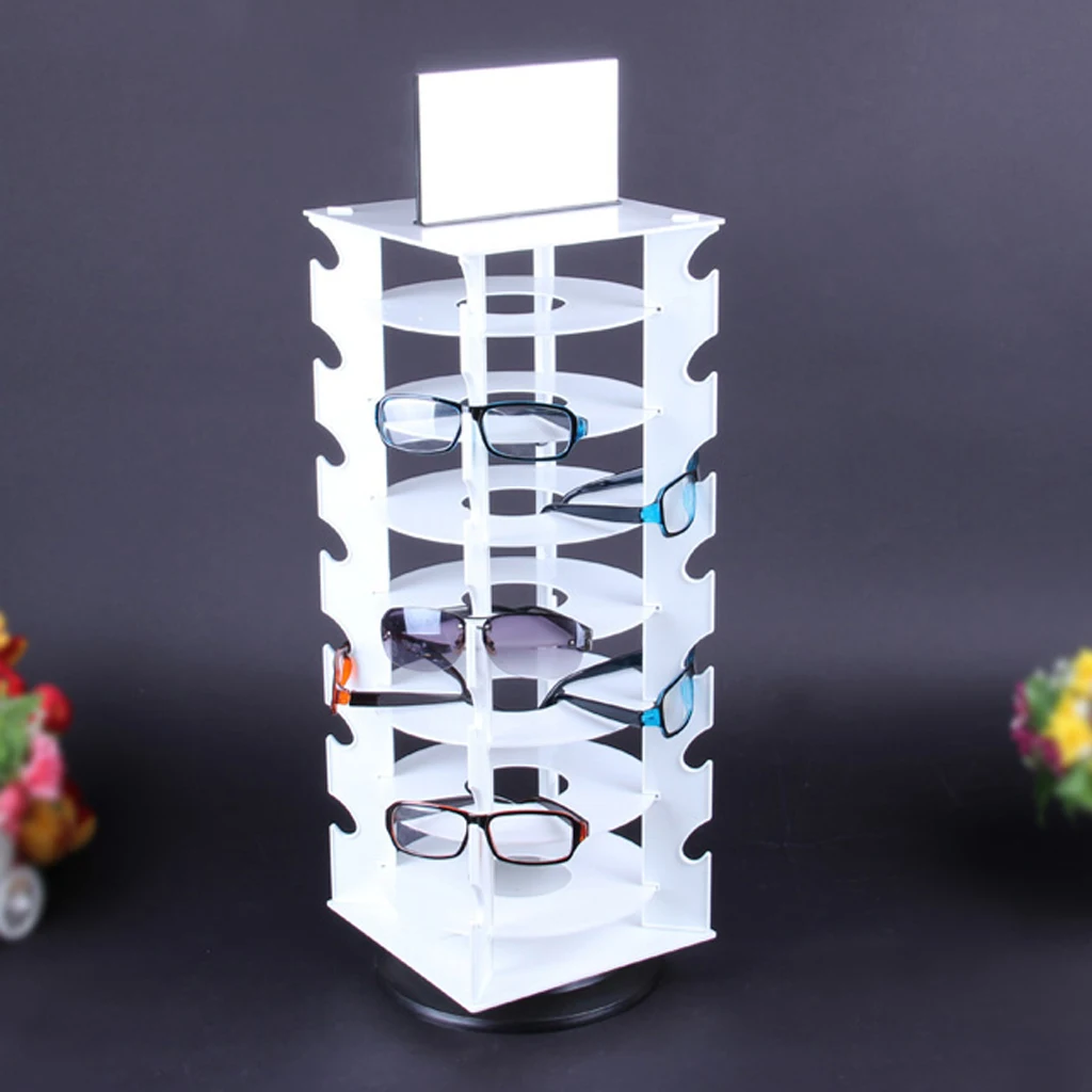  Sunglasses Holder Rack Glasses Show Display Stand Organizer Can Hold 28 Pairs of Glasses 360 Degree
