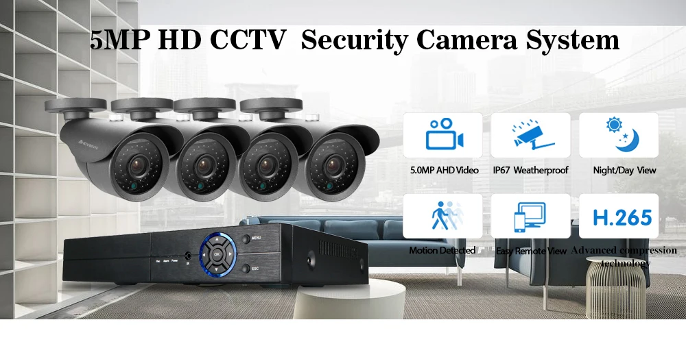 4CH Super HD 5MP дома безопасности камеры системы с 2 ТБ жесткий диск и 4 шт. 5.0MP 1920*2560 p Крытый Открытый CCTV комплект