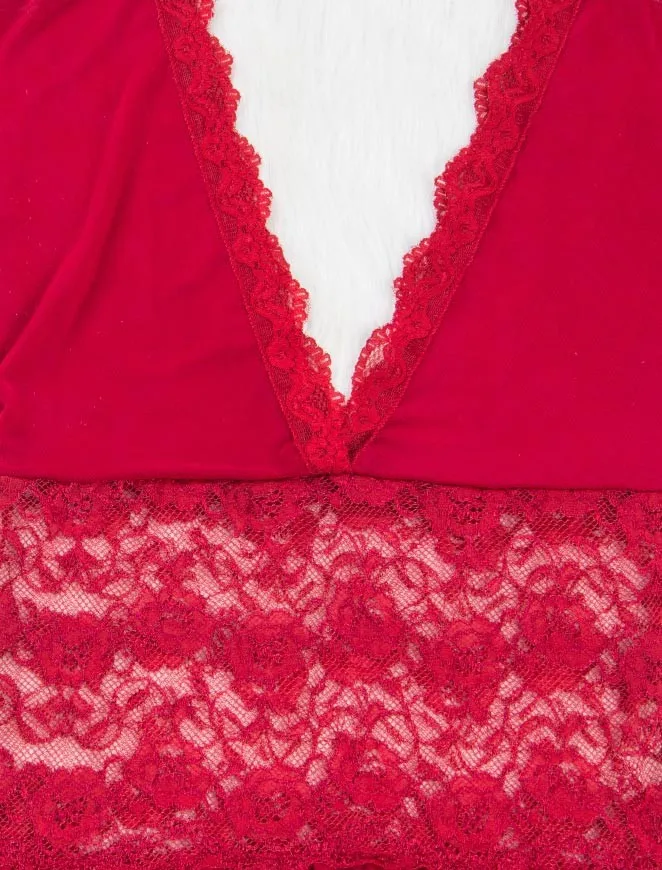 Comeonlover сексуальное женское белье, кружевное нижнее белье с глубоким v-образным вырезом размера плюс, ночное белье с v-образным вырезом на спине, сексуальное красное женское сексуальное белье Babydoll RI70335