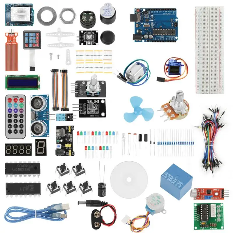 

Starter Kit UNO R3 Development Board Set LCD1602 Display LEDs Parts Tool Part Accessory