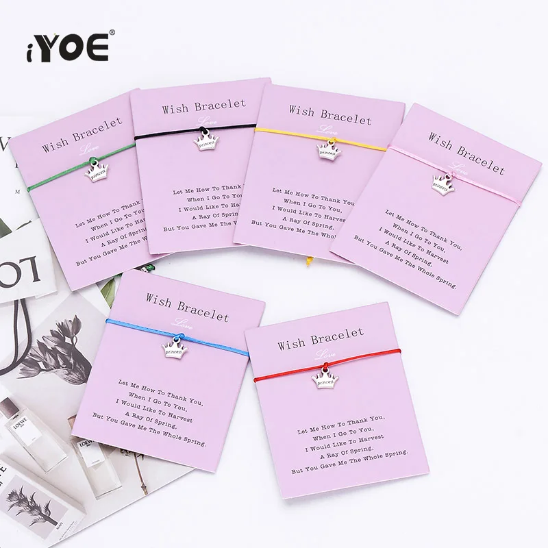 Женский/детский браслет с красной нитью IYOE плетеный в форме короны принцессы