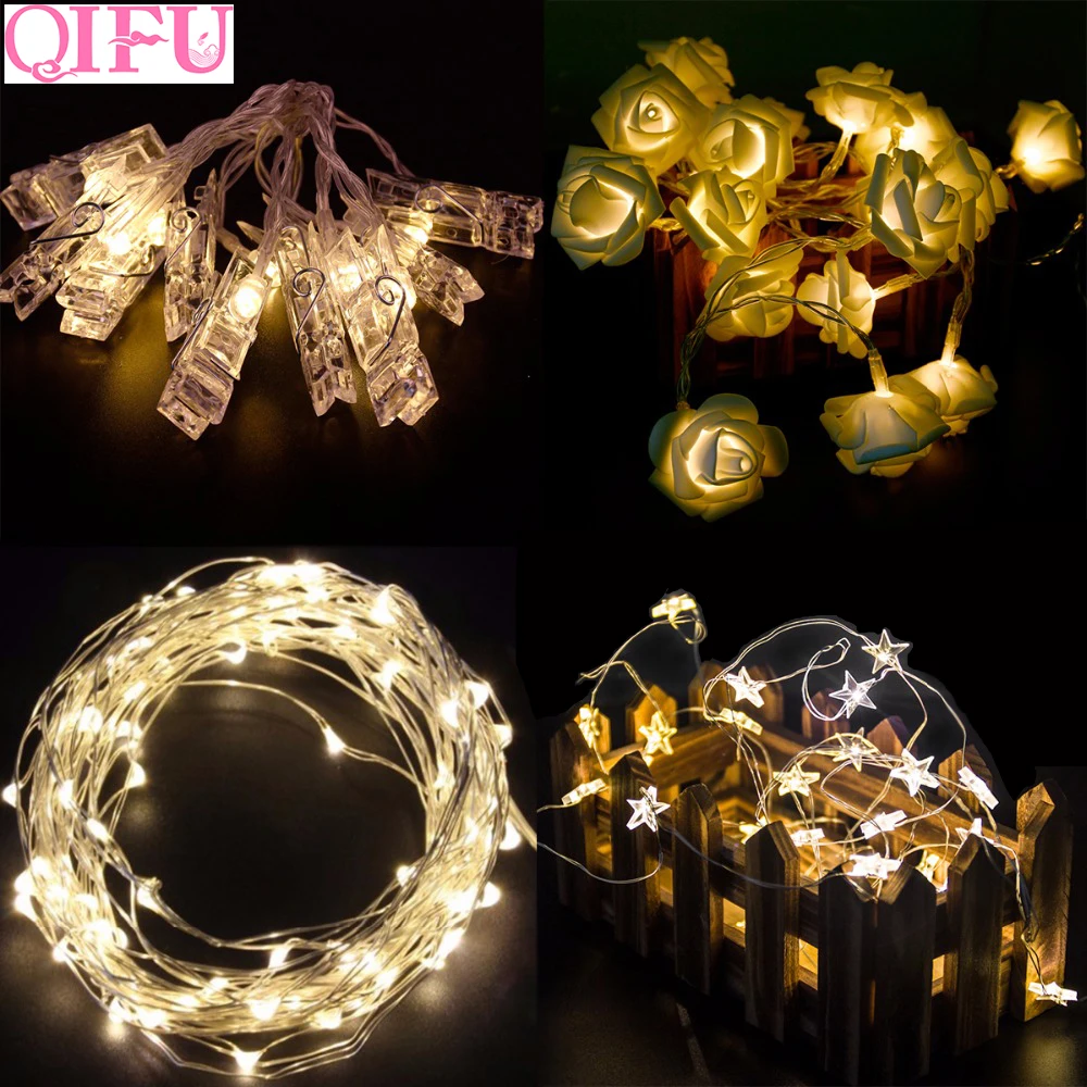 QIFU Weeding Decoration for Weddings Hen Bachelorette Party Decor Garland Led String Light Vintage Rusitc Wedding Decor Table