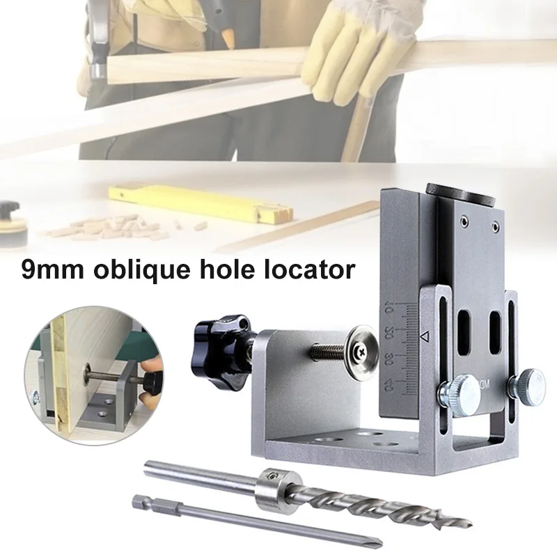 

9mm Oblique Hole Locator High Accuracy Aluminum Alloy DIY Tools for Woodworking QJ888