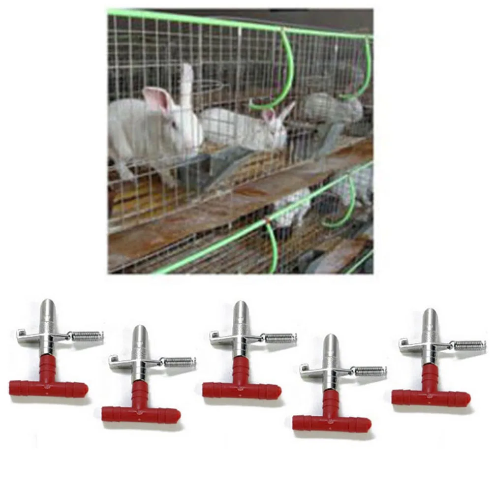 

Automatic Nipple Water Feeder+T Tubing + Spring Waterer Drinker Poultry Rabbits Nouse Feeder Drinker for farm animals 10sets