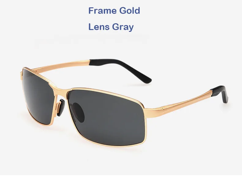 AORON сплав мужские s поляризованные солнцезащитные очки мужские прямоугольные очки металлическая оправа солнцезащитные очки - Цвет линз: Gold Gray