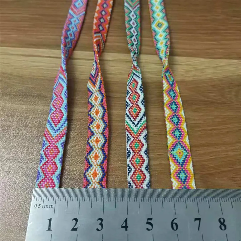 

Wholesale 45yards Double-sided Woven Webbing 1cm width High Tenacity Polyester Webbing Geometric patterns Colorful Ribbon