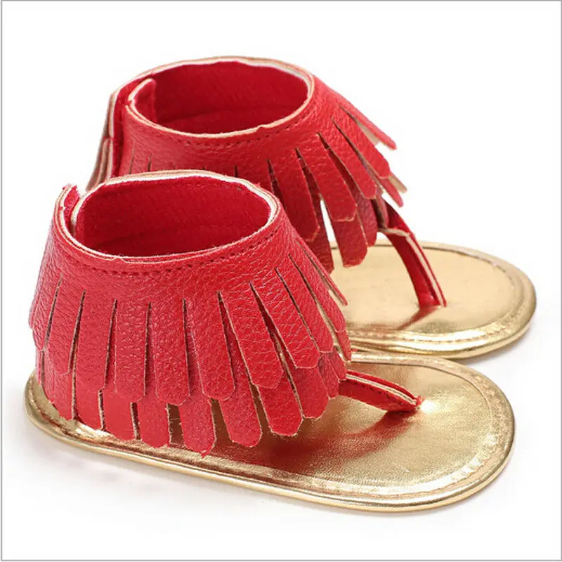 Детская обувь сандалии туфли принцессы для маленькой девочки, для тех, кто только начинает ходить, для девочек, детская обувь, новинка, сандалии для девочек искусственная Ленточки Ребекка gayheart - Цвет: Красный