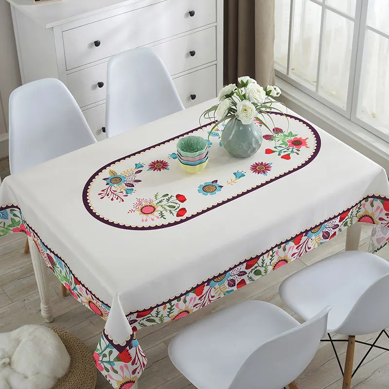 

Europe style non-slip Table mat polyester waterproof table cloth dining table cover towel cartoon flower tablecloths