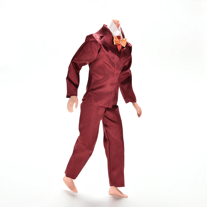 1 комплект для куклы КЕН Барби, одежда, винно-красная рубашка, пальто, штаны, комплект одежды