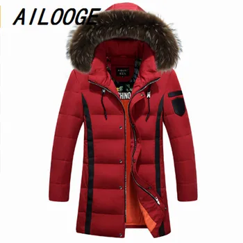 

Duck Down Jacket Men XXXL Slim Male Jacket By Factory With Marten Hair Collar