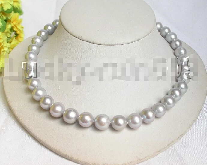 

>>>> Beautiful Natural 12m round Gray pearls necklace 14k Gold E1103