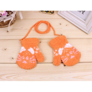 Детские перчатки детские перчатки с рисунком кота теплые варежки для мальчиков и девочек коралловый пакет перчатка для младенца осень-зима реквизит для малышей Аксессуары для малышей - Цвет: Оранжевый