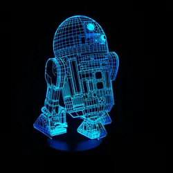 3d иллюзия лампы Робот R2D2 новинка ночник кроме лампы с 7 цветов изменить настольные лампы, smart Touch, Прохладный подарок