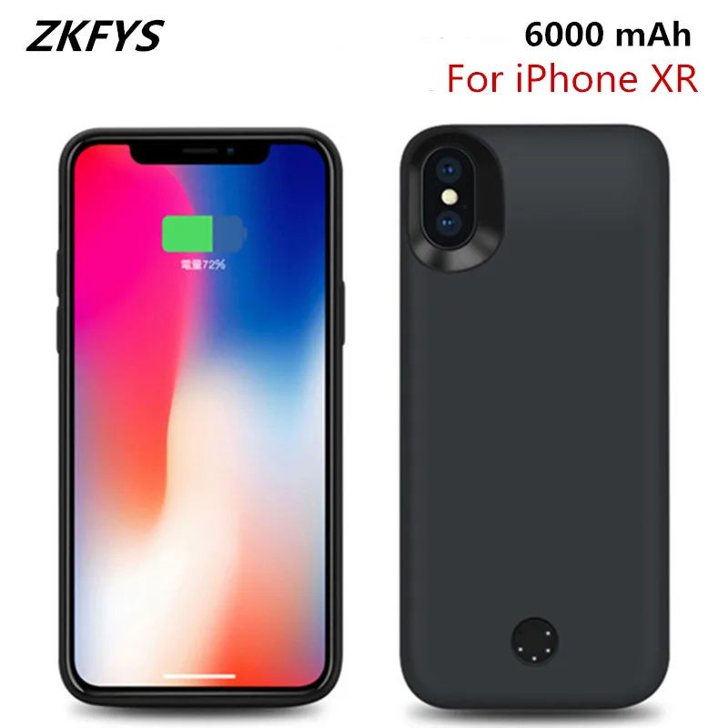 Чехол для аккумулятора для iPhone XR, чехол для зарядки аккумулятора, 6000 мАч, Портативный Силиконовый противоударный Внешний чехол для зарядки аккумулятора