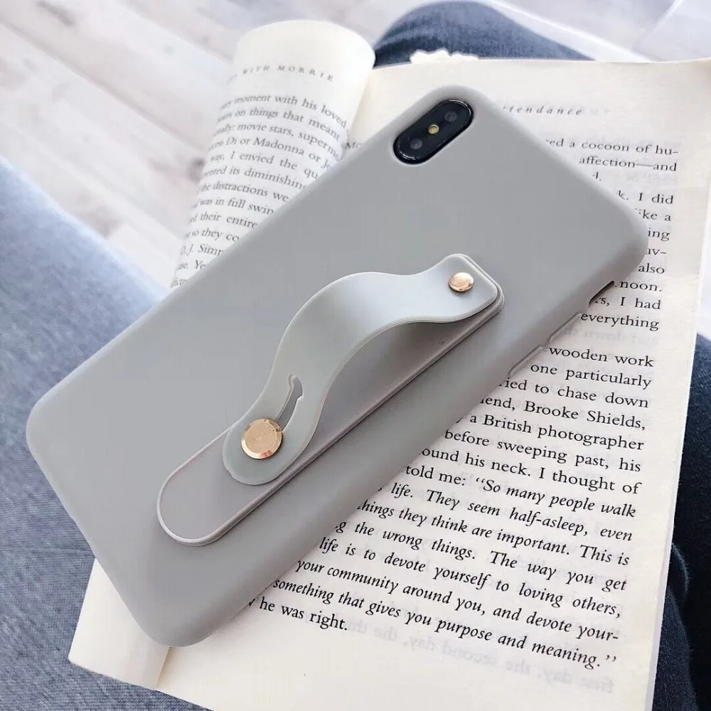 HUANQING Fashion solid color bracket cell phone case For X XR XS Max luxury For iPhone 6 6S 7 7Plus 8 8Plus Protective Cover case05