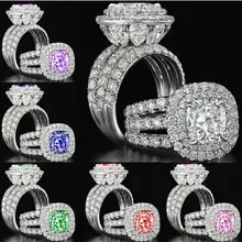 Ювелирные изделия yayi Мода Принцесса огранка 7,8 карат многоцветный циркон серебряный цвет обручальные кольца Свадебные Кольца вечерние кольца