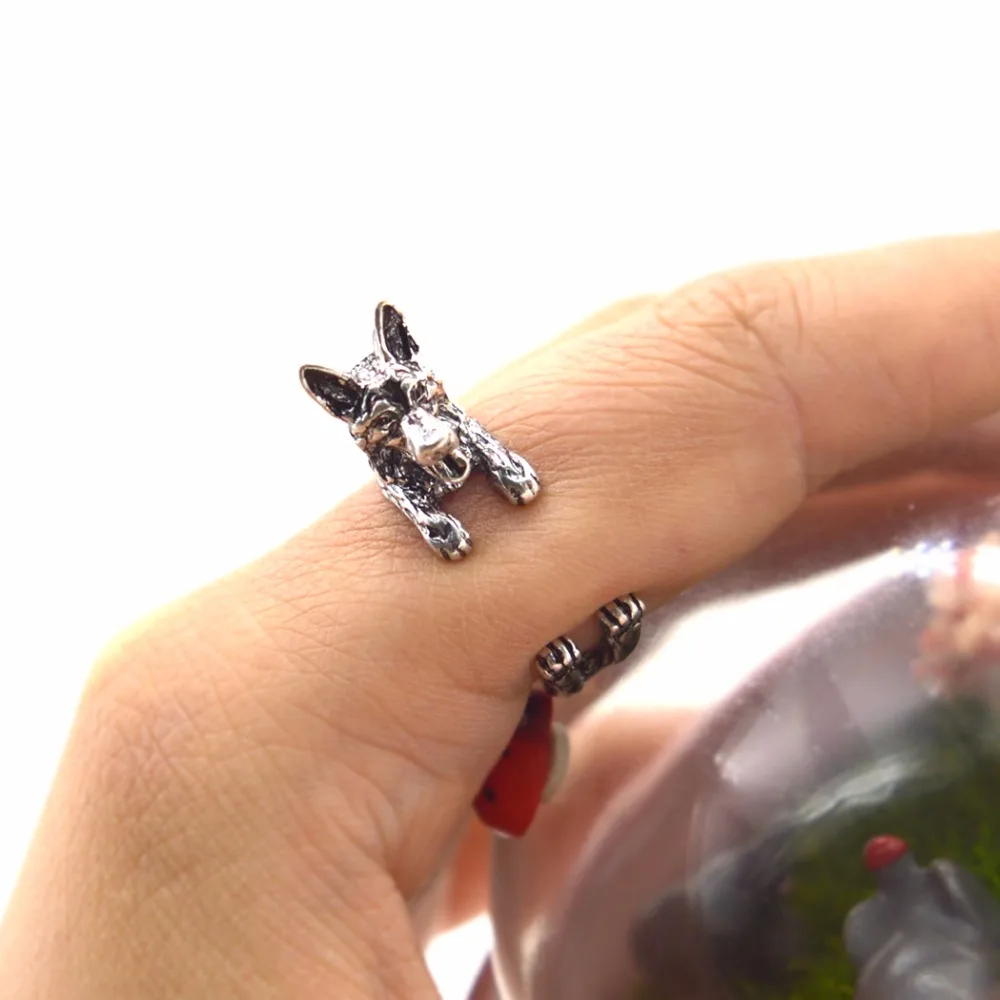 Kinitial New Handmade German Shepherd Ring Adjustable Animal Dog Rings Pet Lovers Gift Finger Jewelry Anillos Mujer | Украшения и