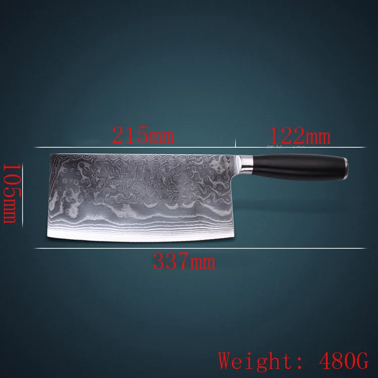 LD бренд VG10 Дамасская углеродистая сталь " кухонный нож шеф-повара Кливер нож с мозаичной заклепкой супер качество - Цвет: chef knife
