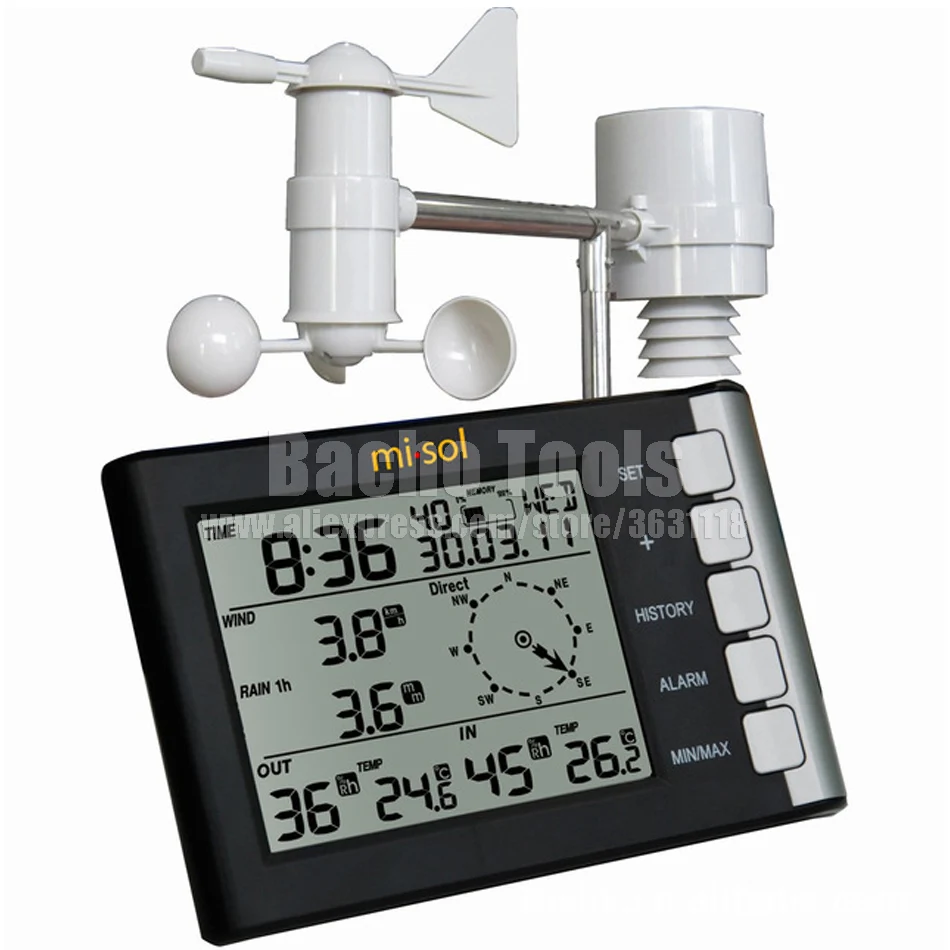 Professional weather station wind speed wind direction temperature