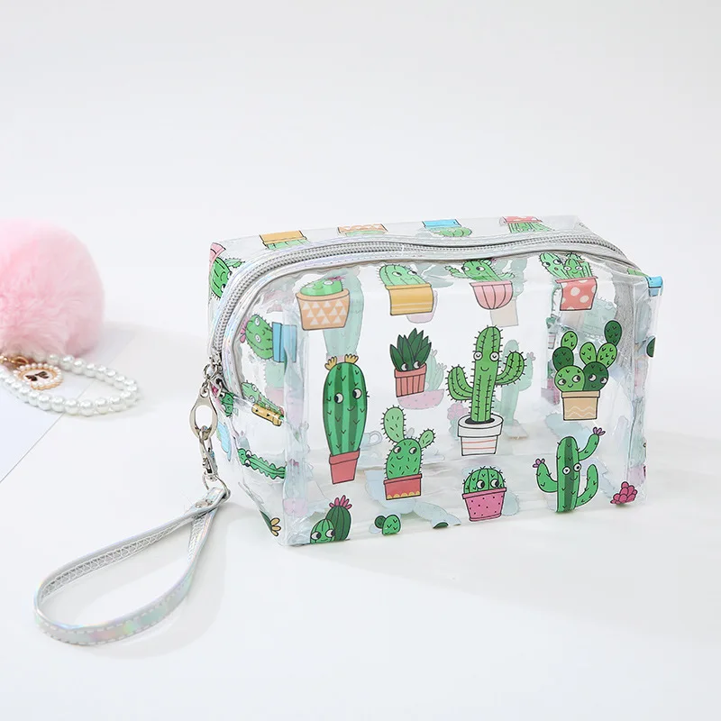 Cute Ins Cartoon Portable Coin Purse Cosmetic Bag Transparent