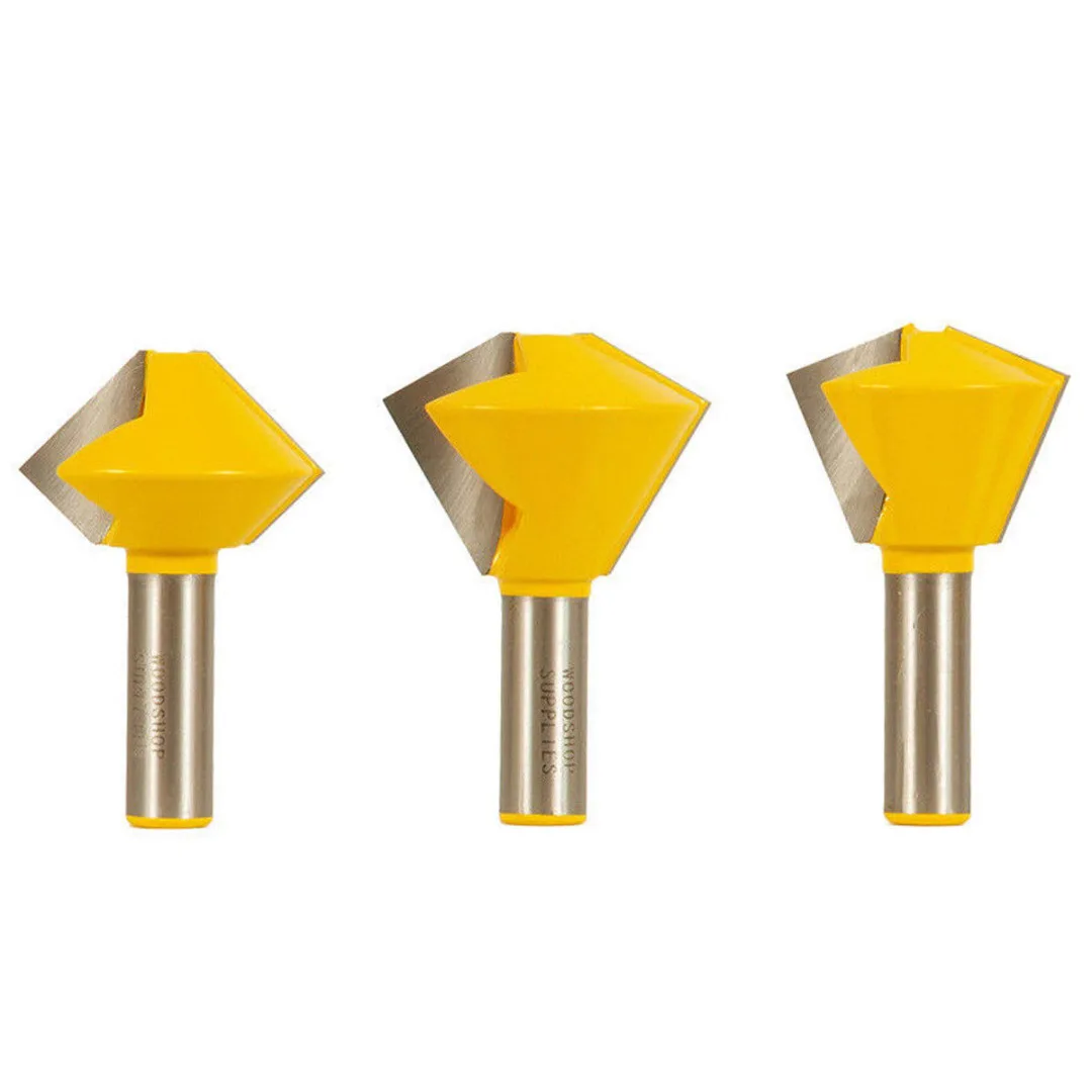 

Mayitr 1/2'' Shank 3 Bit Bird's Mouth Router Bit Wood Milling Woodwork Cutter Tool Trimmer Woodworking Tool