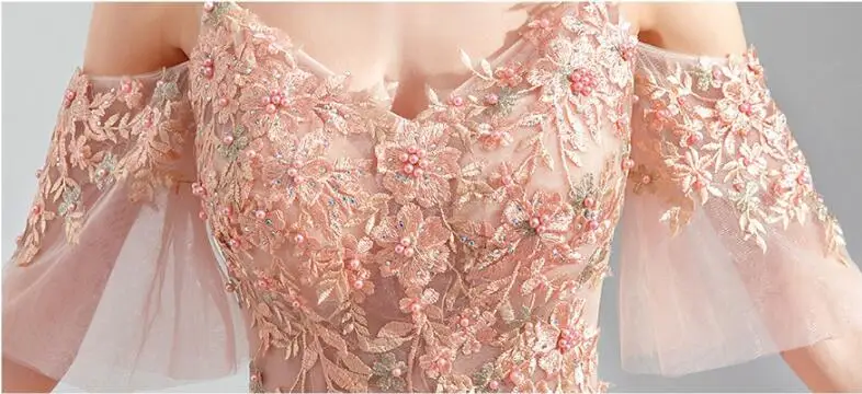 Beading pearls evening dress long fairy prom dress for 2019 graduation party gowns bridal shower formal gown Vestido de festa