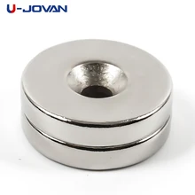 U-JOVAN 2 шт 25x5 мм отверстие: 5 мм N35 Супер сильный Круглый Неодимовый Постоянный магнит потайное кольцо Магниты редкоземельные 25*5-5