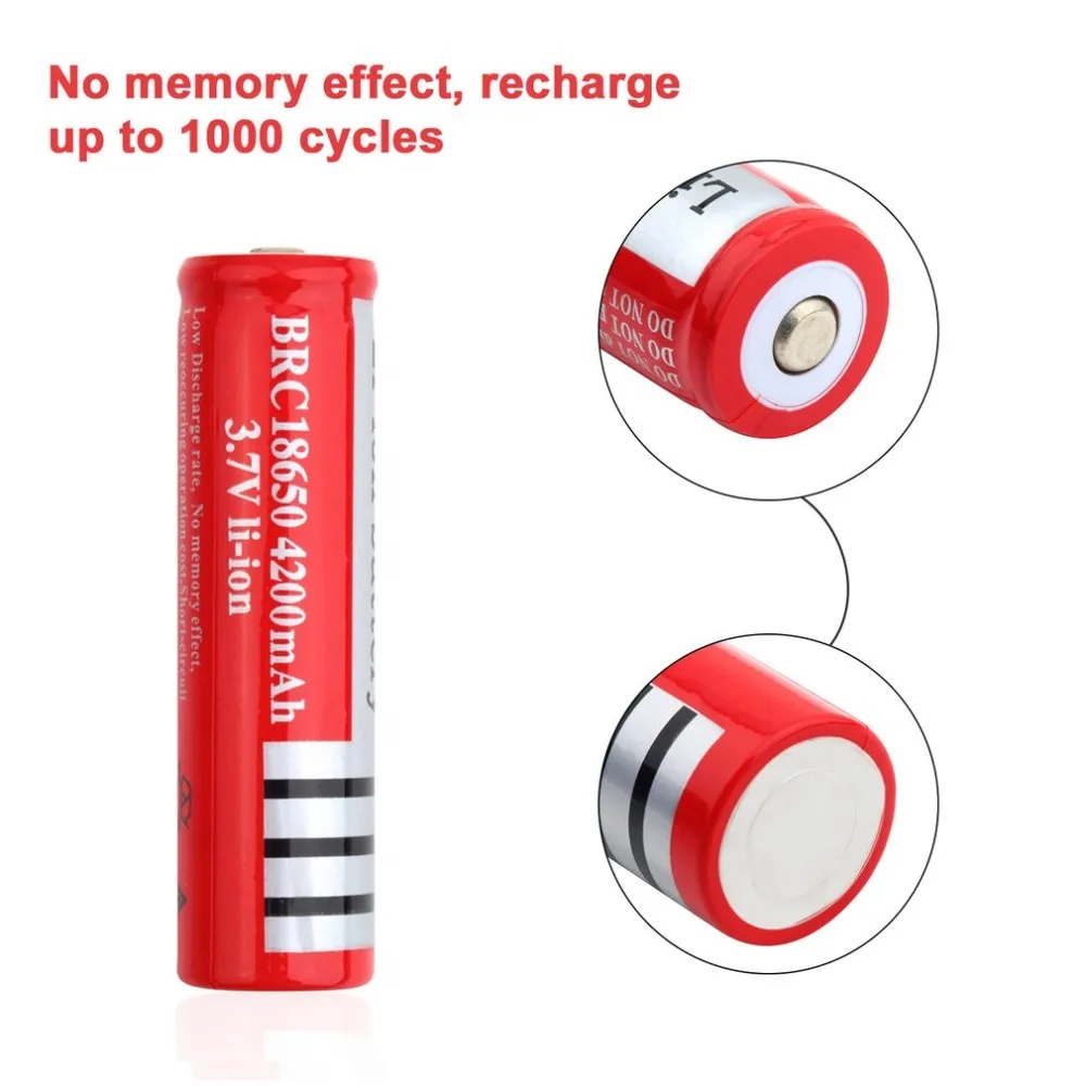 

Li-ion 4200mAh Capacity 3.7V Rechargeable Battery for LED Torch Flashlights Red Shell Battery For Torch High-Capacity