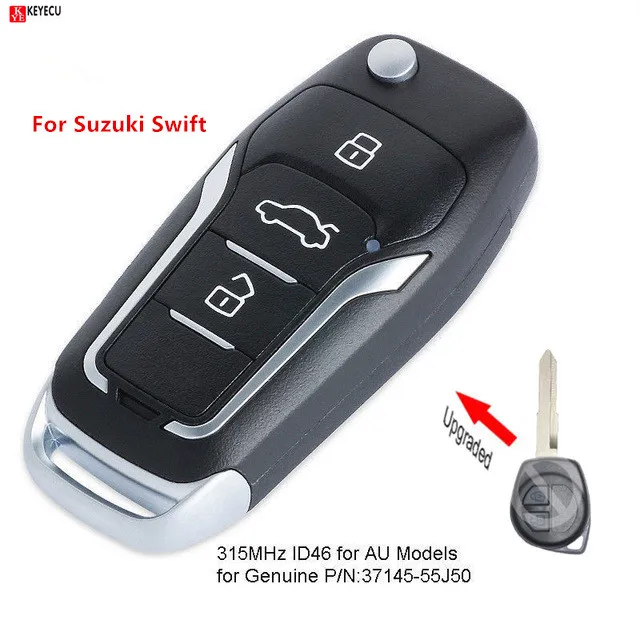

Keyecu Replacement New Upgraded Flip Remote Key Fob 315MHz ID46 for Suzuki Swift Models in Australia 2007-2010 P/N: 37145-55J50