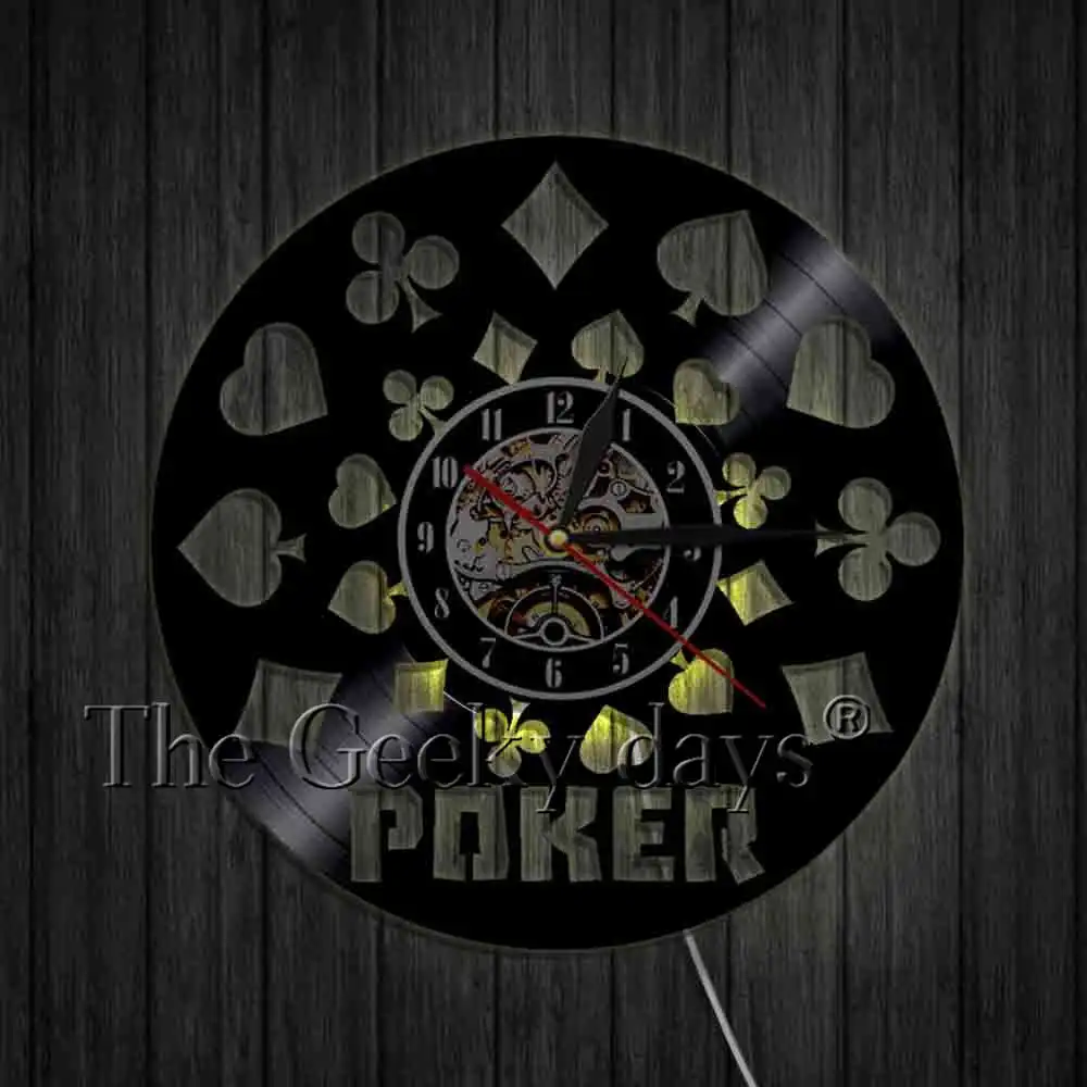 Poker King Rummy Card настенные часы виниловая запись черные Висячие 3D Play Настенный декор