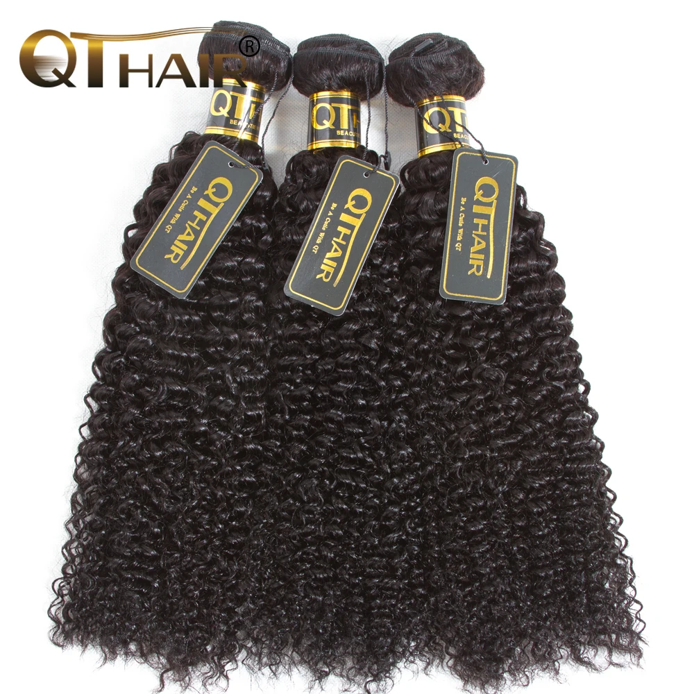 QT Human Hair Bundles Kinky Curly Mongolian hair 4pcs/lot Non-Remy Mongolian hair Extensions