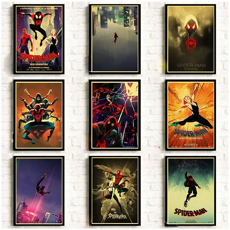 

New Anime Movie Spider-Man: Into the Spider-Verse Posters Kraft Paper Printed Vintage/Retro Wall Poster Home Room Decor