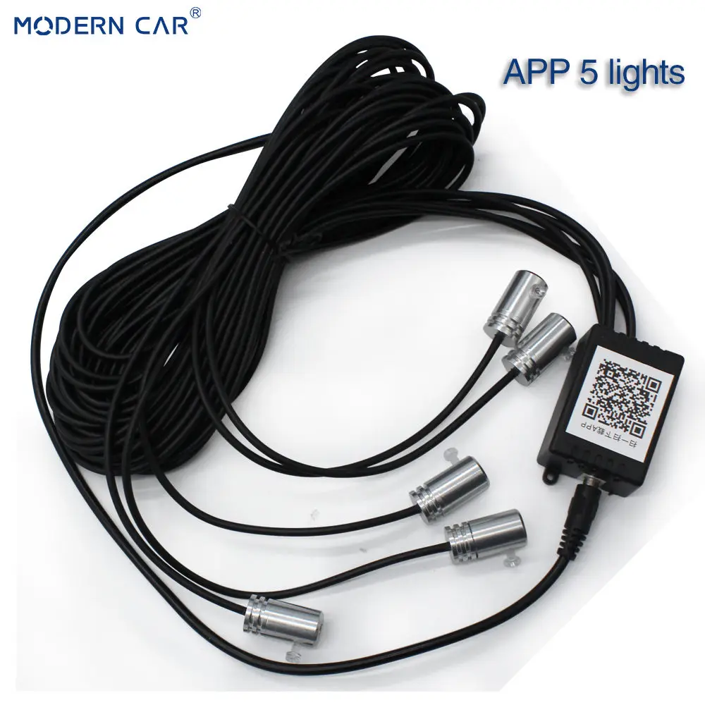 Современный автомобильный RGB светильник для приборной панели, мобильное приложение Bluetooth, комплекты управления с музыкальным датчиком, проволочный светильник, декоративные лампы - Испускаемый цвет: APP 6M 5 Lights