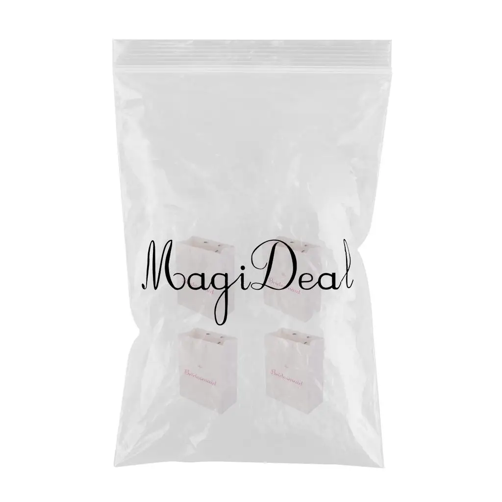 MagiDeal 4pcs Large The Bridesmaid Wedding Shower Hen Party Paper Gift Favour Tote Bag with Handle White