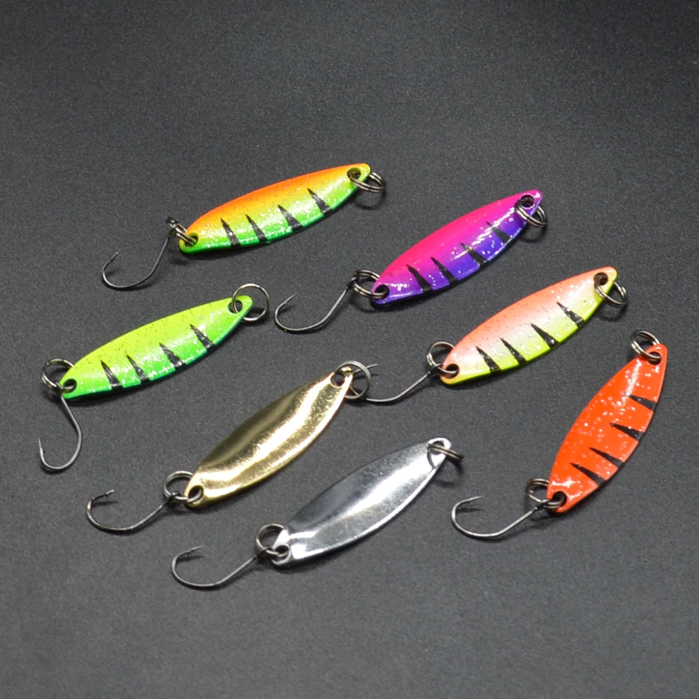 

7pcs/Lot 2g Willow Shape Spinners Spoon Lures Metal Sequins Fishing Lure Hard Artificial Bait Fishhook Tackle