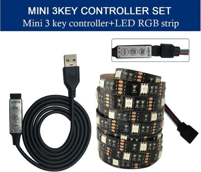 USB Светодиодная лента светильник SMD 5050 RGB красочный DC5V гибкий светодиодный светильник лента Bluetooth водонепроницаемый ТВ фоновый светильник ing - Испускаемый цвет: 3key