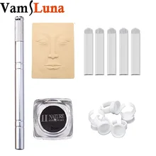 Ручная 3D Ручка для микроблейдинга бровей для перманентного макияжа татуировки Поставки+ 3 набора плоские иглы для микроблейдинга бровей+ чернила+ 5 кольцо колпачка