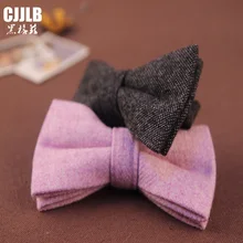 Черный, розовый шерсть Боути Для мужчин S праздничная одежда толстый Бизнес бабочка Для мужчин Дик одноцветное Цвет галстук унисекс в английском стиле Стиль галстук-бабочка