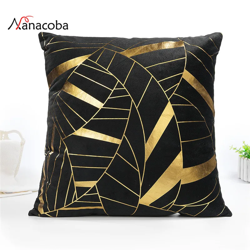 

Pillow Case Black Bronzing Cushion Cover Square Pillowcases Home Decor Cojines Funda Housse de Coussin throw Pillow Cover