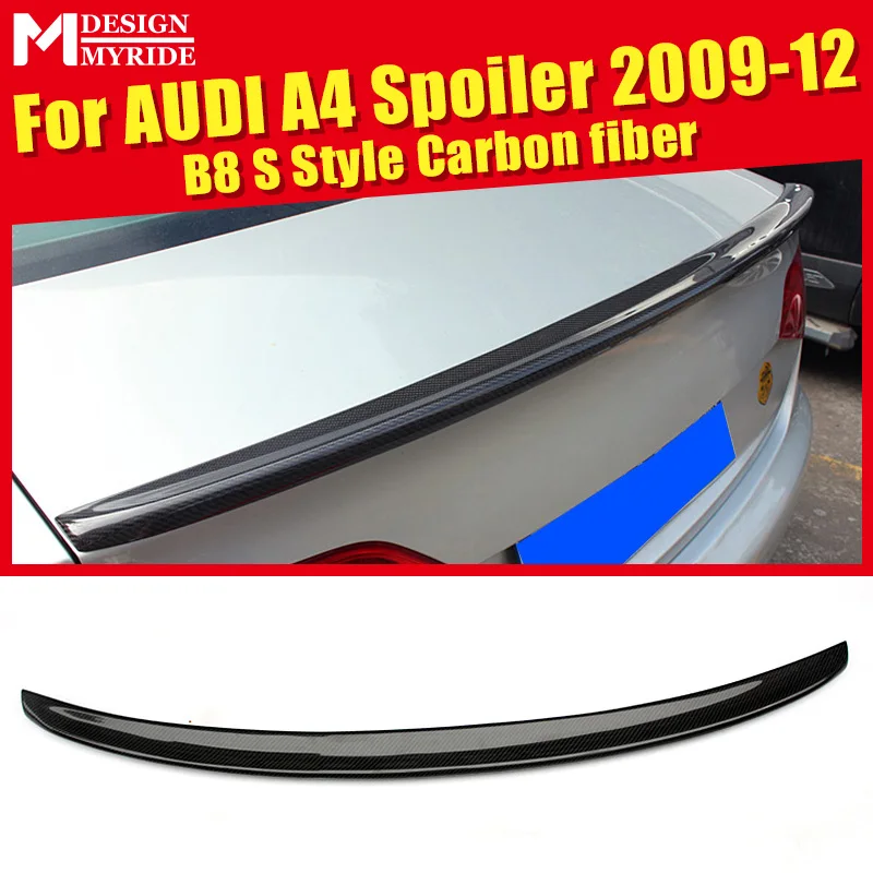 

For Audi A4 A4a A4Q Spoiler Tail B8 S Style Carbon Fiber rear spoiler Rear trunk Lid Boot Lip wing car styling Decoration 09-12