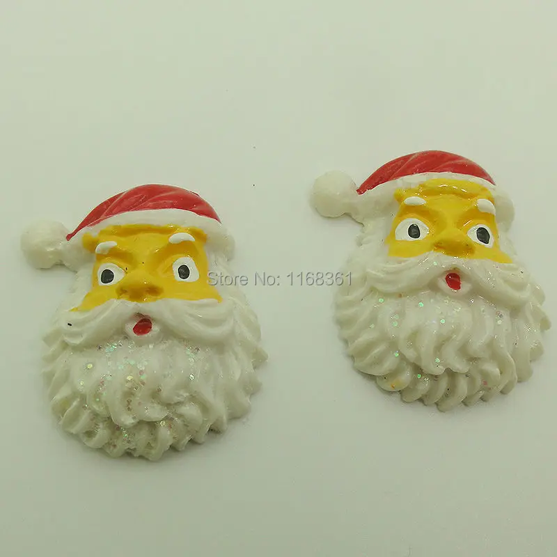 1pcs/lot resin flat back glitter Christmas father 31mm Cabochons Hair Bow Center DIY Christmas decration C111-3