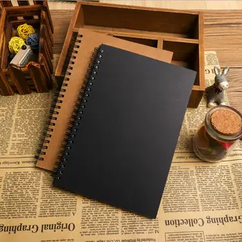Vintage Kraft Blank Sketchbook For Drawing Graffiti Notebook Journals Spiral Memo Pad Sketch Book Paperlaria Kawaii Stationery moetron cute sketchbook white paper notebook drawing book spiral sketch book with blank pages