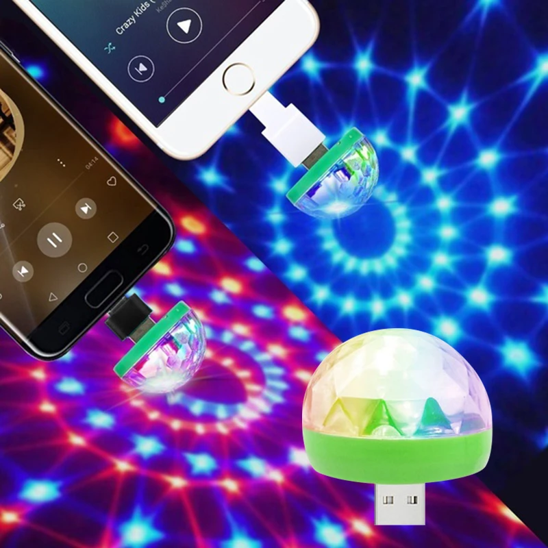 

Mini USB LED Stage Lights 3W Lamp Magic Ball Lights DJ LED Party Disco Light for Andriod iOS Night Light Colorful Neon Light D40