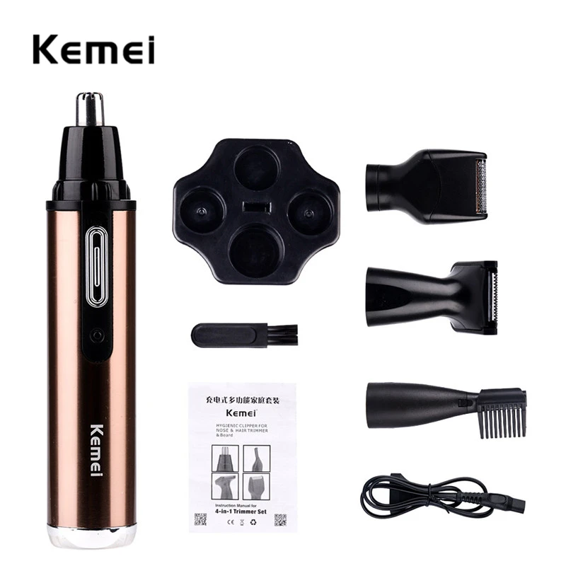 Kemei 4 In 1 Electric Nose Hair Trimer Shaver Blade Sideburns Razor