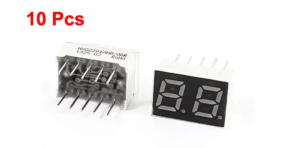 10 Pcs Common Anode 2 Bits 7 Seg DIP Digital Tube 0.28" Display Red LED 10-Pin