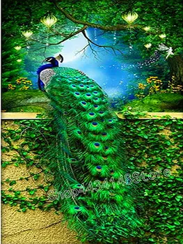 

ARTBACK Square Full of Animals 5d Diy Diamond Painting Green Peacock Picture 3d Mosaic Embroidery New Arrival Home Decor Set Art