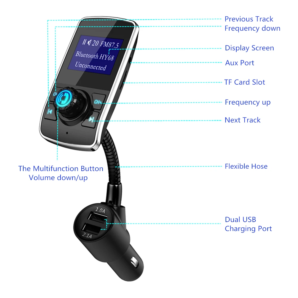 Автомобильный комплект громкой связи беспроводной Bluetooth fm передатчик lcd MP3 плеер
