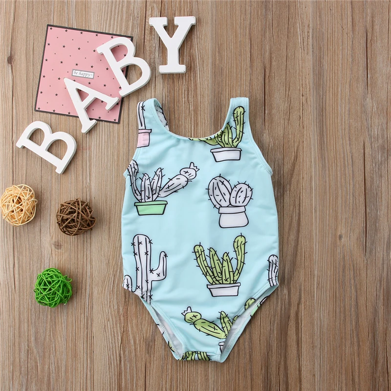 Новое семейное бикини для мамы и дочки Цельный купальник С КАКТУСОМ женщин детей